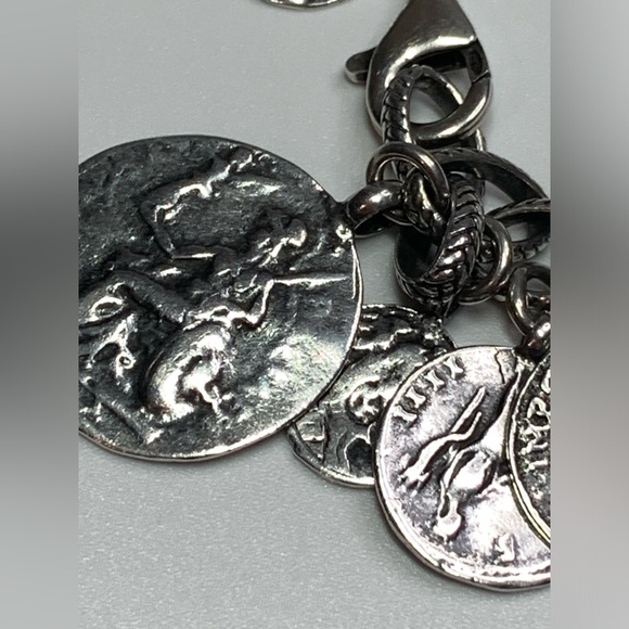 Silpada RARE HTF Sterling Silver ROMAN COINS ChaCha Rolo Chain Link Bracelet - Picture 3 of 16
